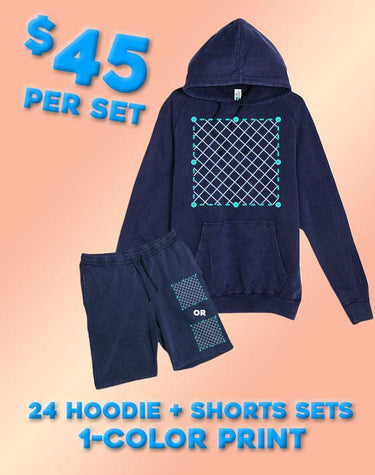 24 1-Color Print Vintage Hoodie & Short Sets (Unisex) - Constantly Create Shop